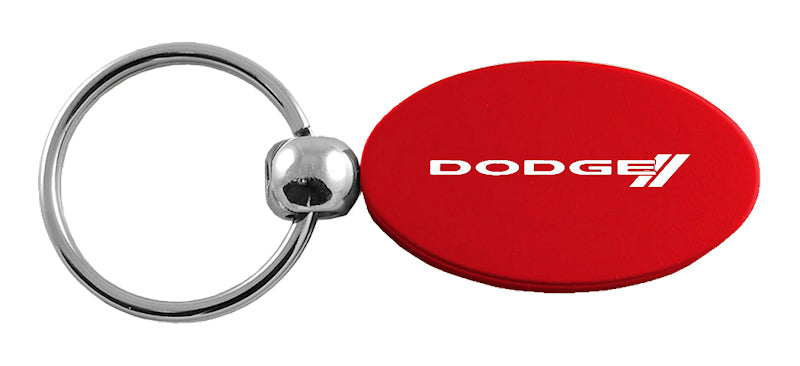 Dodge Stripe Oval Key Fob - Red