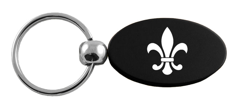 Novelty Fleur-De-Lis Oval Key Fob - Black