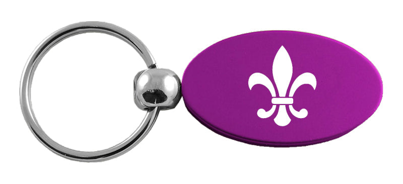 Novelty Fleur-De-Lis Oval Key Fob - Purple