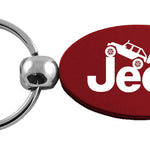 Jeep Climbing Oval Key Fob - Burgundy