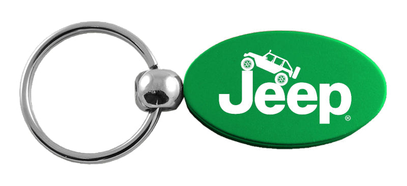 Jeep Climbing Oval Key Fob - Green