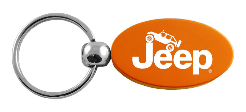 Jeep Climbing Oval Key Fob - Orange