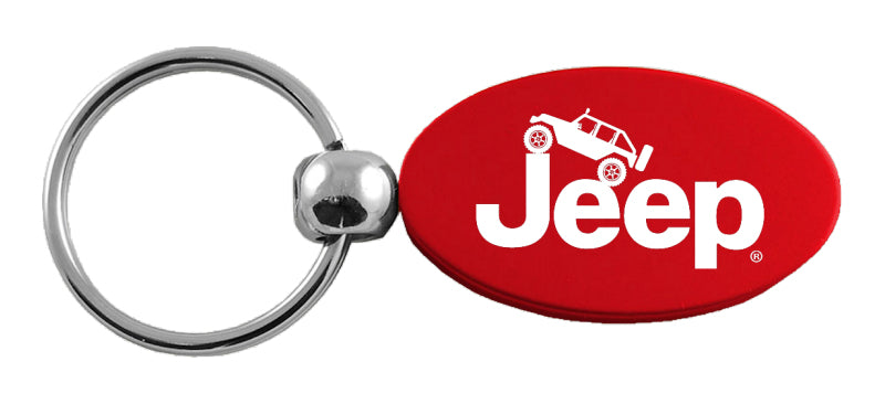 Jeep Climbing Oval Key Fob - Red