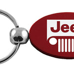 Jeep Grill Oval Key Fob - Burgundy