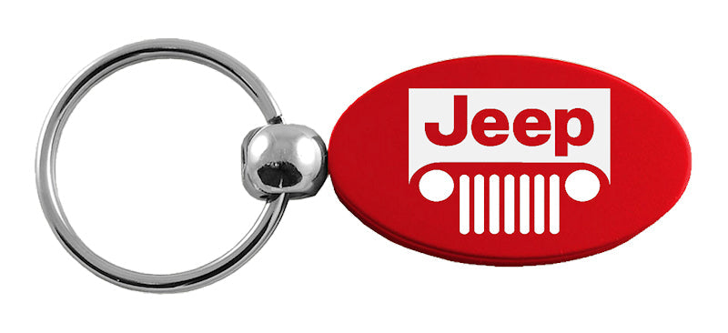 Jeep Grill Oval Key Fob - Red