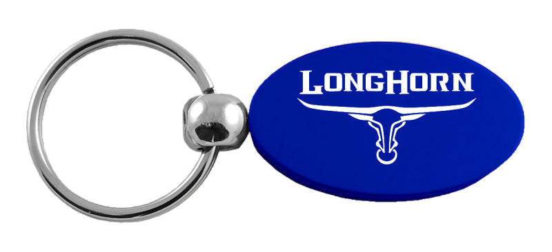 Ram Longhorn Skull Oval Key Fob - Blue