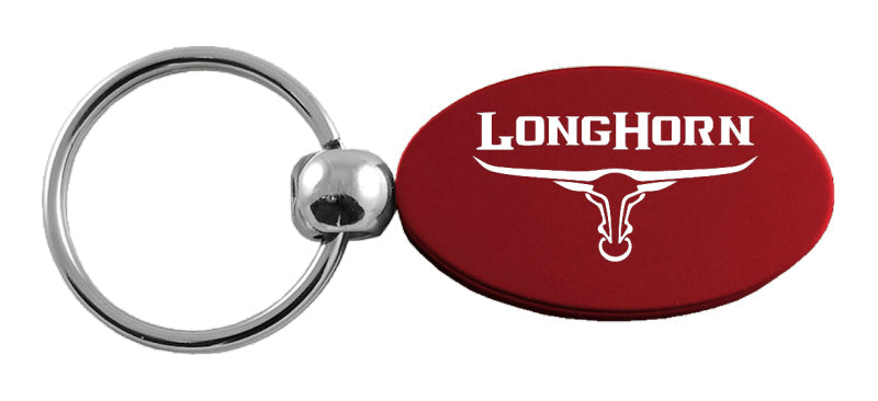 Ram Longhorn Skull Oval Key Fob - Burgundy