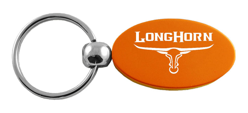 Ram Longhorn Skull Oval Key Fob - Orange