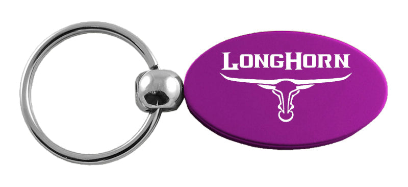 Ram Longhorn Skull Oval Key Fob - Purple