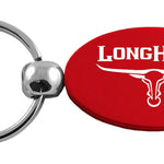 Ram Longhorn Skull Oval Key Fob - Red