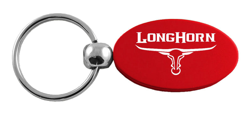 Ram Longhorn Skull Oval Key Fob - Red