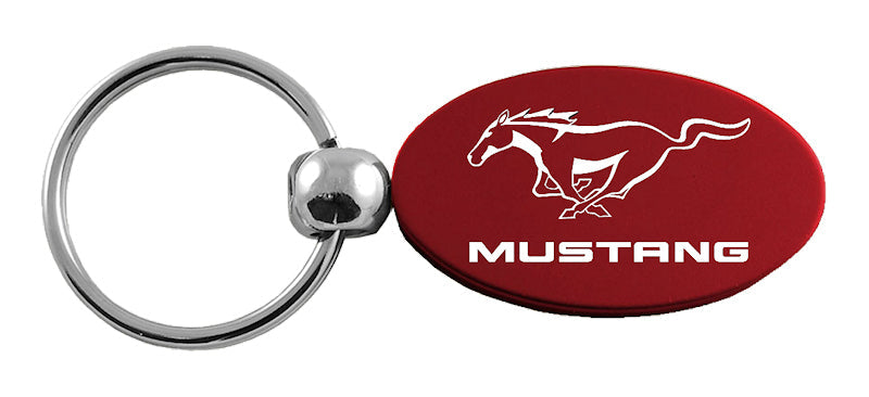 Mustang Oval Key Fob - Burgundy