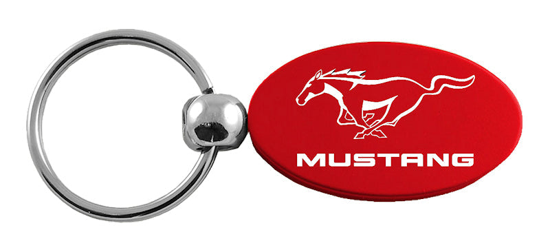 Mustang Oval Key Fob - Red