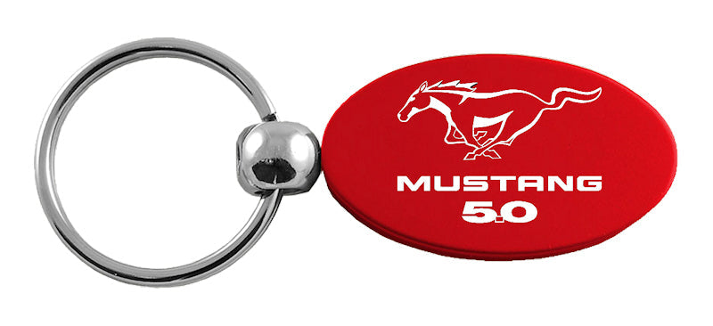 Mustang 5.0 Oval Key Fob - Red