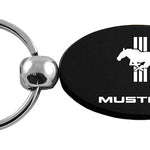 Mustang Tri-Bar Oval Key Fob - Black