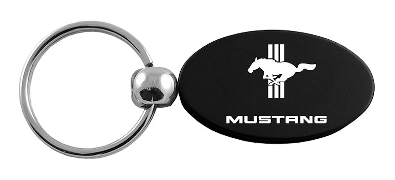 Mustang Tri-Bar Oval Key Fob - Black