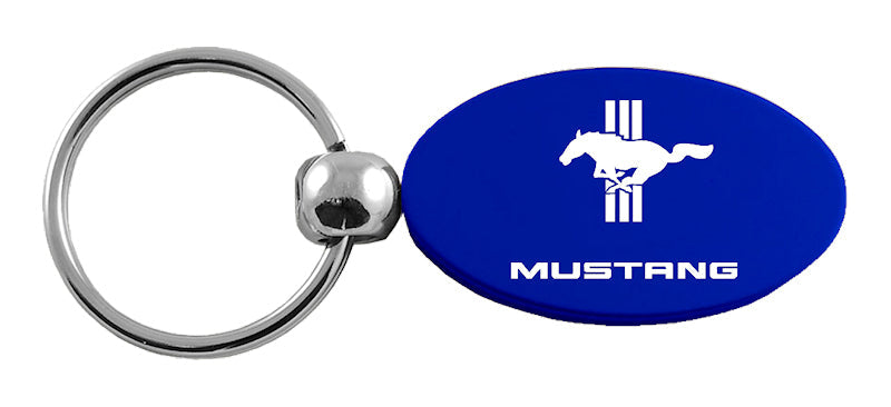 Mustang Tri-Bar Oval Key Fob - Blue