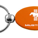 Mustang Tri-Bar Oval Key Fob - Orange