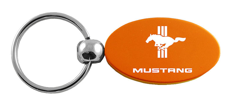 Mustang Tri-Bar Oval Key Fob - Orange