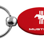 Mustang Tri-Bar Oval Key Fob - Red