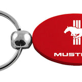 Mustang Tri-Bar Oval Key Fob - Red