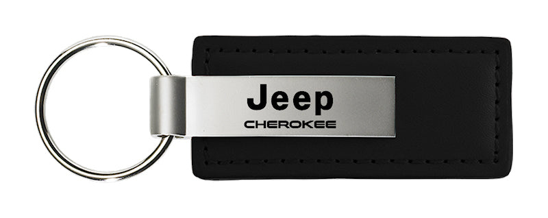 Jeep Cherokee Leather Key Fob - Black