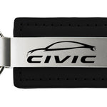 Honda Civic Logo Leather Key Fob - Black