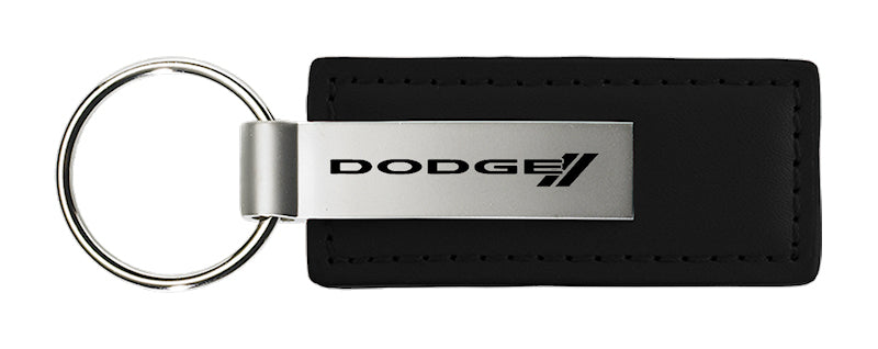 Dodge Stripe Leather Key Fob - Black