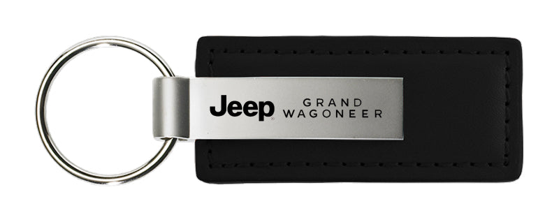 Jeep Grand Wagoneer Leather Key Fob - Black