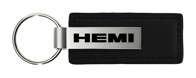 Mopar Hemi Leather Key Fob - Black