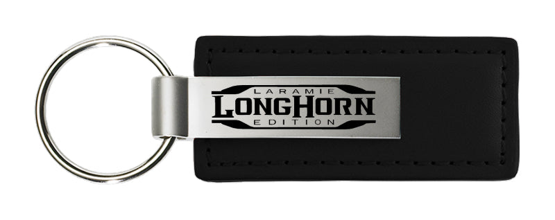 Ram Longhorn Laramie Leather Key Fob - Black