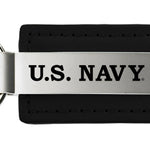 Military U.S. Navy Leather Key Fob - Black