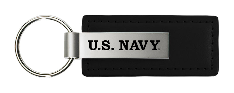 Military U.S. Navy Leather Key Fob - Black