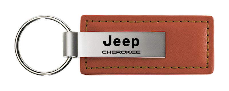 Jeep Cherokee Leather Key Fob - Brown