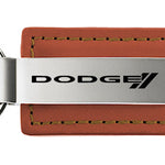 Dodge Stripe Leather Key Fob - Brown