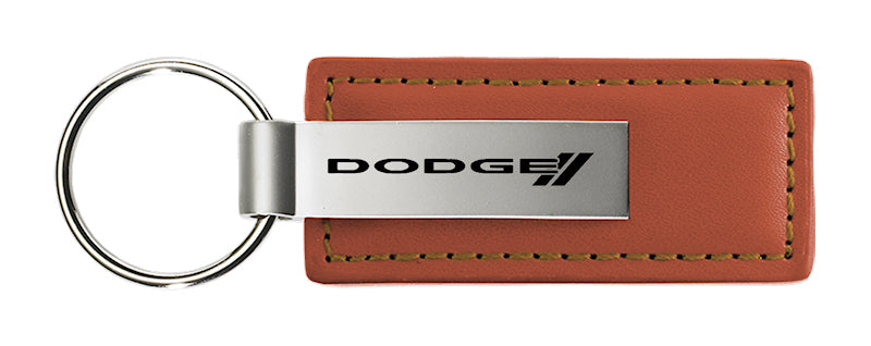 Dodge Stripe Leather Key Fob - Brown