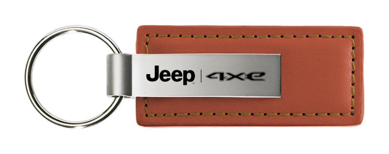 Jeep 4xe Leather Key Fob - Brown