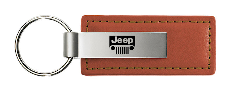 Jeep Grill Leather Key Fob - Brown