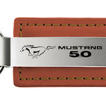 Mustang 5.0 Leather Key Fob - Brown
