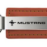 Mustang Tri-Bar Leather Key Fob - Brown