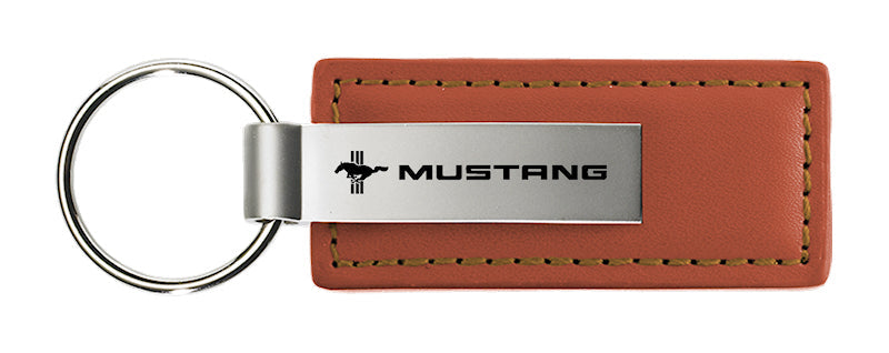 Mustang Tri-Bar Leather Key Fob - Brown