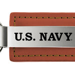 Military U.S. Navy Leather Key Fob - Brown