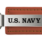 Military U.S. Navy Leather Key Fob - Brown