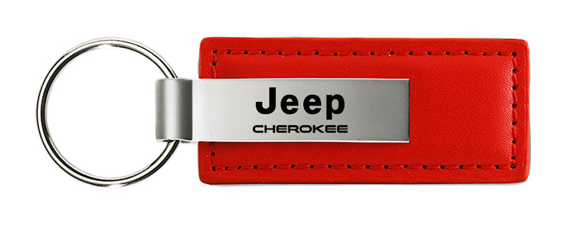 Jeep Cherokee Leather Key Fob - Red