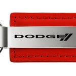 Dodge Stripe Leather Key Fob - Red