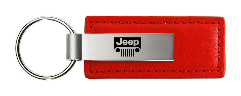 Jeep Grill Leather Key Fob - Red