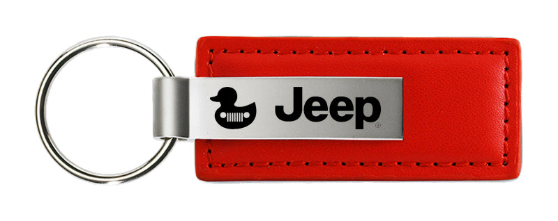 Jeep Duck Leather Key Fob - Red