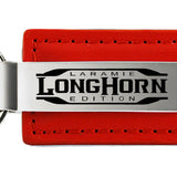 Ram Longhorn Laramie Leather Key Fob - Red