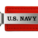 Military U.S. Navy Leather Key Fob - Red