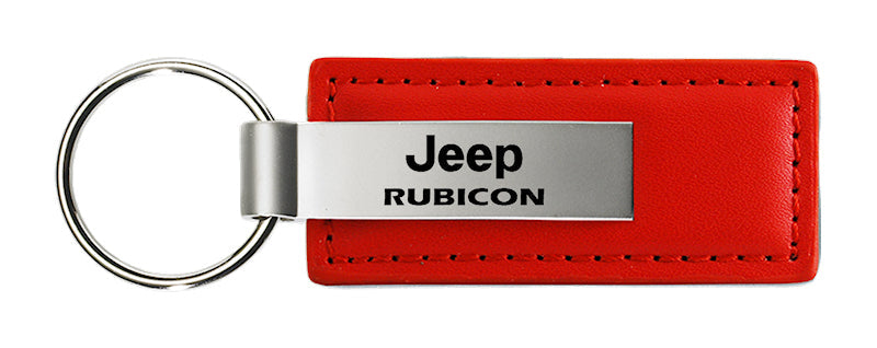 Jeep Rubicon Leather Key Fob - Red